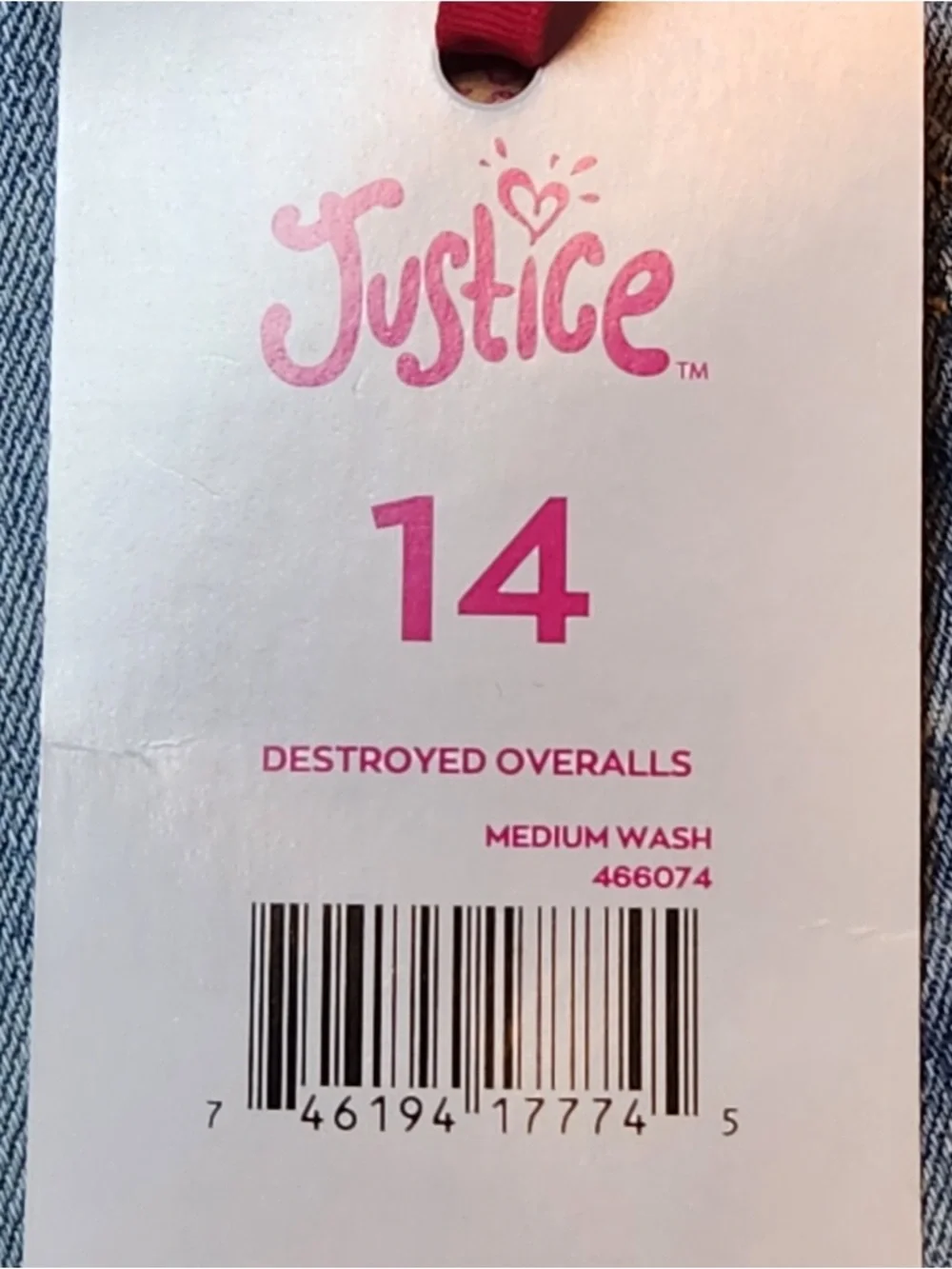 NWT Justice Girls Light Blue Denim Overalls with Some Distressing Casual Classic